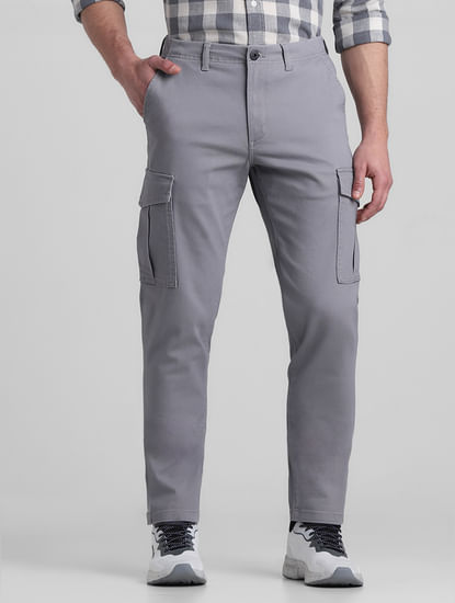 Grey Mid Rise Slim Fit Pants